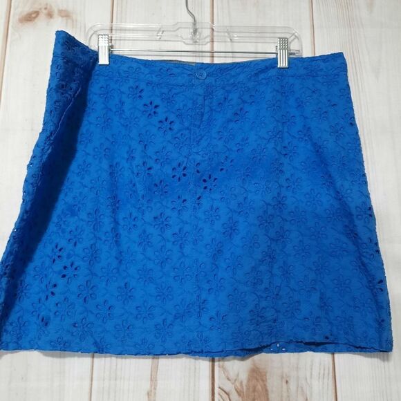 G.H. Bass & Co. Skirt Ladies 16 Blue Cotton Lace Overlay - Picture 1 of 6